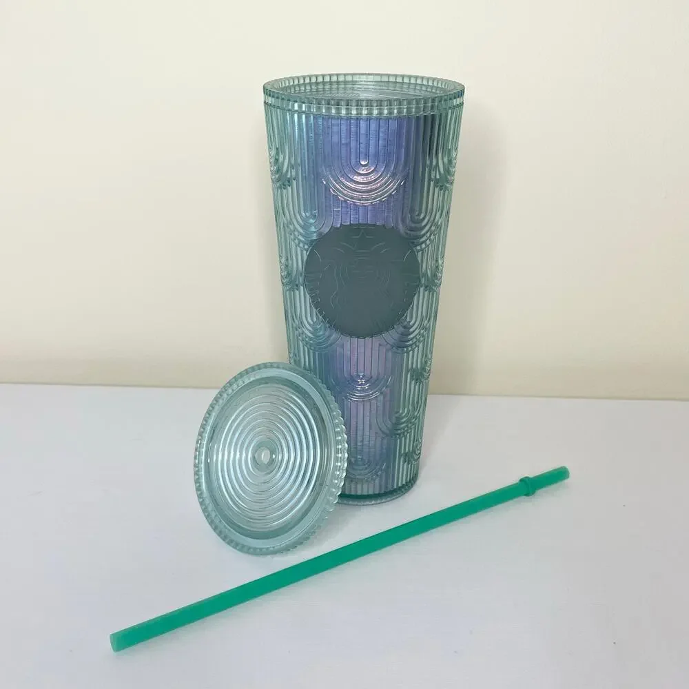 Starbucks Spring Iridescent Mermaid Scales Grid Tumbler 24oz Venti 2022